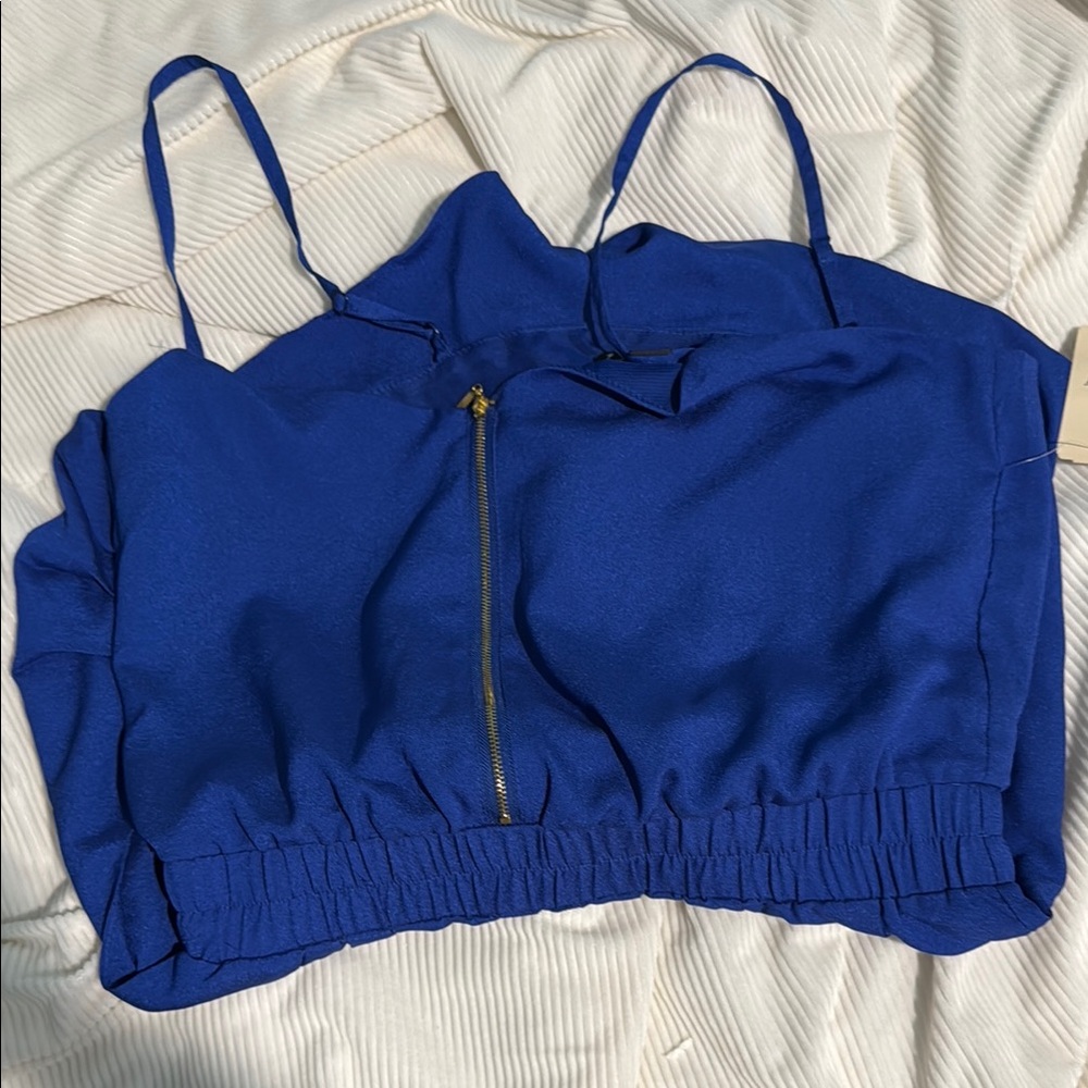 NWT Forever 21 Twenty One Blue Romper with Front Zipper